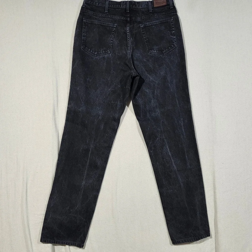 LL Bean Mens Classic Fit Jeans 36x36 Faded Black Acid Wash Straight Leg Cotton